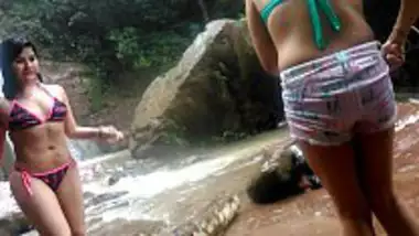 Desi Beach Nude - Indian Bikini Girls Having Fun In The Waterfalls porn video